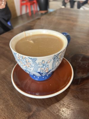 I think this was YuanYang tea drink.   at The Creperie Cafe in Seaside