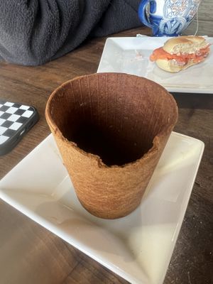 Loved the edible cup!  at The Creperie Cafe in Seaside