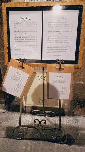 Menu at Cuculia in Florence