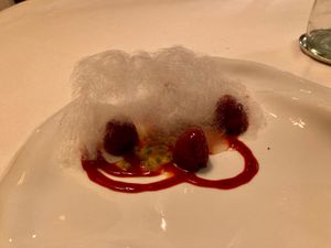 Fancy dessert. The raspberries weren’t actually raspberries!  at Cuculia in Florence