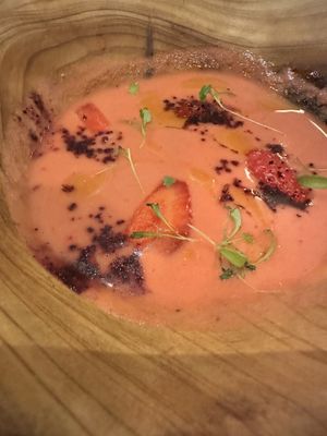 Strawberry gazpacho   at Cuculia in Florence