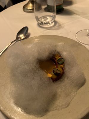 Cotton candy hides the lovely dessert underneathh  at Cuculia in Florence