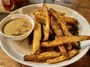 Jamaican fries w/ vegan aioli (90 THB)  at The Jerk Spot in Pai