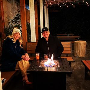 Date night Pizza and Cocktails on the patio at The Mark Olympia. at The Mark Restaurant in Olympia