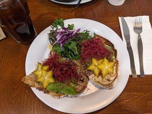 Avocado toast (toast de aguacate) at MEX - Le Pain Quotidien - T1 in Mexico City