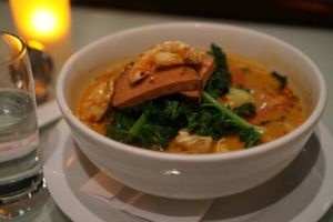 Curry Seafood Souper Bowl at Vegetarian Haven in Toronto