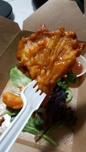 tempura oyster mushroom  at Vegetarian Haven in Toronto