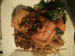 filled pasty special  at Vegetarian Haven in Toronto