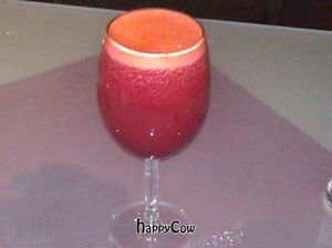 beet juice at Vegetarian Haven in Toronto