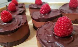 Chocolate raspberry cashew cheesecakes  at Cafe' Xocolatl in Sacramento