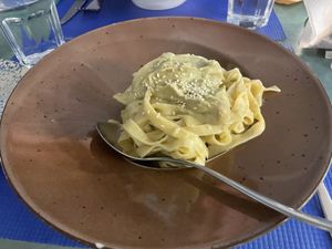 Avocado Pasta 10/10 at La Scala in Santorini