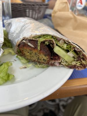 Falafel burrito  at La Scala in Santorini