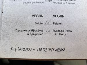 Little to no info on the vegan dishes...  at La Scala in Santorini