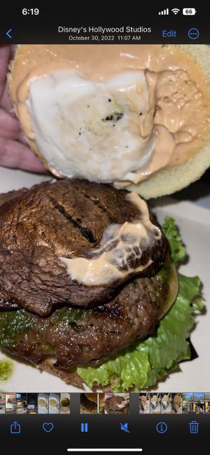 Flying saucer burger  #Veganuary at Walt Disney World - Sci-Fi Dine-In Theater Restaurant in Lake Buena Vista