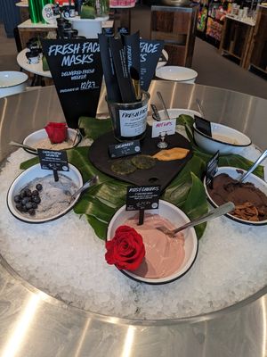 Fresh face mask display at LUSH in Reno