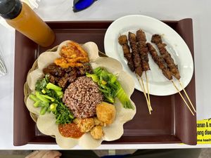 My plate. Five satay and some lemon tea    at Kehidupan Tidak Pernah Berakhir in Bandung