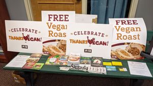 November 2022 ThanksLiving potluck at the Illinois Environmental Council at Project Animal Freedom Springfield IL in Springfield