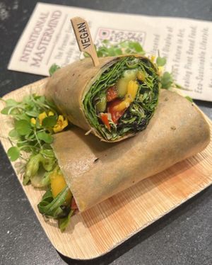 Wrap Me Up - Raw Wrap w/ Arugula, Tahini, Sundried Tomatoes, Cucumber, Avocado, Sprouted Walnut Meat  at Erawtica Loving Foods in Miami