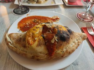 Vegan calzone at Pepperone Pizza y Pasta in Gran Canaria