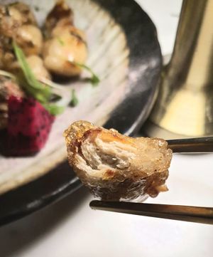 Honey Yuzu Crispy Fried Mock Chicken - close-up at Luna Lu in Sydney