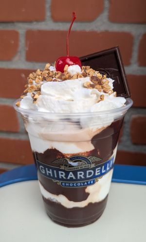 Non-Dairy Hot Fudge Sundae at Disneyland - Ghirardelli in Anaheim