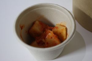 Radish kimchi banchan  at Lan's Kitchen in Jeju