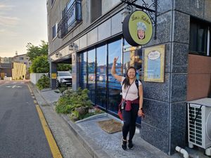 Outside at Lan's Kitchen in Jeju