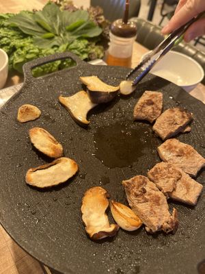 Korean hotpot in action    at Lan's Kitchen in Jeju