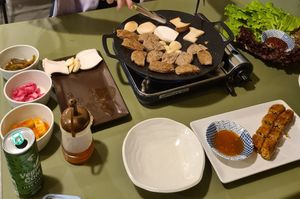 Korean BBQ ribs after Ms Lan set us on our way, yum! at Lan's Kitchen in Jeju