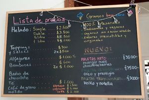 Price list at Gramos Bajo Cero in Vina Del Mar