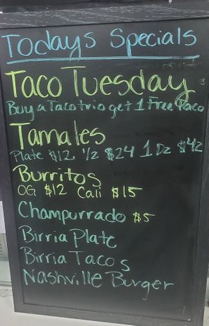 Daily specials at Viva Vegan Diner in Upland
