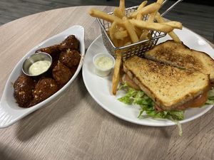 BLT and wings   at Viva Vegan Diner in Upland