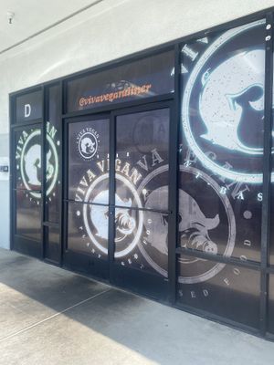 Cool Window Decals  at Viva Vegan Diner in Upland