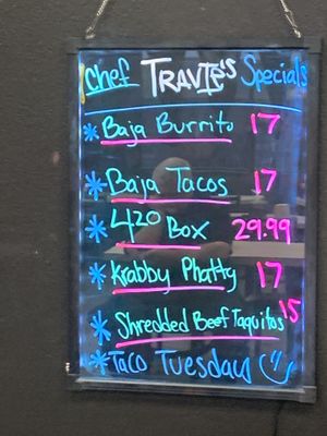 Chef Specials sign  at Viva Vegan Diner in Upland