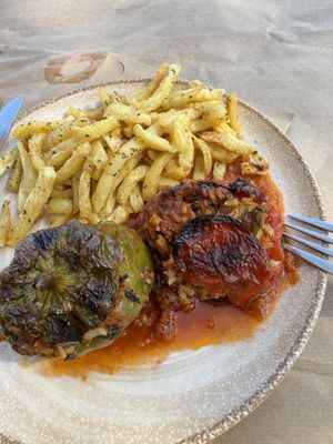 Stuffed peppers   at Taverna Perissa in Santorini