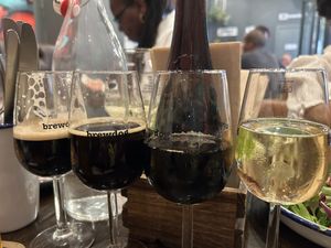 A flight with two stouts, a porter, and a cider  at BrewDog - Marais in Paris
