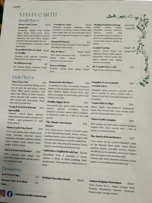 Menu at Mama Earth Restaurant - Pop Up in Solihull