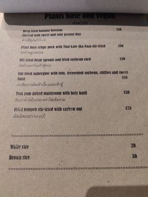 Vegan menu at Drunken Sailors in Koh Lanta