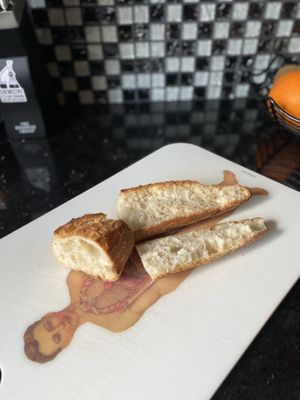 Cut Baguette Getting Ready for Simple Vegan Bruschetta  at As Kneaded Bakery in San Leandro