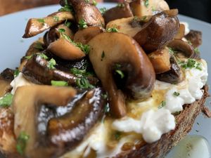 Miso mushrooms in lemon & parsley   at Remedy Coffee Shop in York