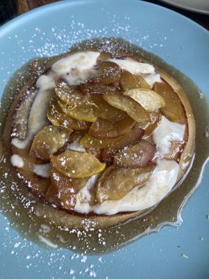 Pancakes with seasonal apple - delicious!  at Remedy Coffee Shop in York