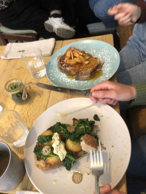 French toast w fruit   at Remedy Coffee Shop in York