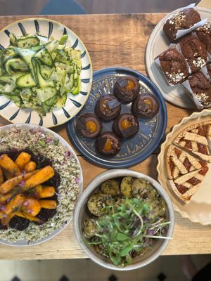 Some savoury and some sweet items from the counter  at Remedy Coffee Shop in York