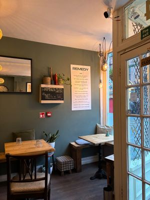 Remedy interior view from our table. at Remedy Coffee Shop in York
