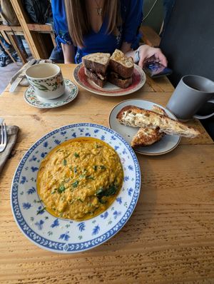 Chickpea scramble and breakfast sandwich at Remedy Coffee Shop in York