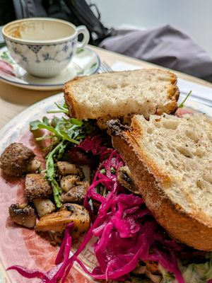 Mushroom sarnie at Remedy Coffee Shop in York