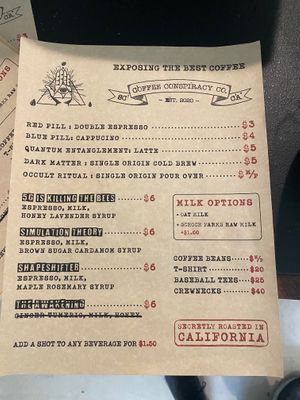 Drinks Menu at Honey B Market in Santa Cruz