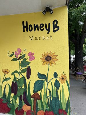 Colorful and bright mural   at Honey B Market in Santa Cruz
