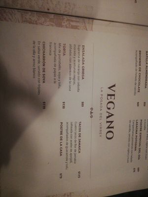 Menú at La Posada del Virrey Restaurante in San Luis Potosi