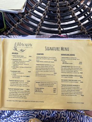 Menu may  at Hayahay Cafe in El Nido